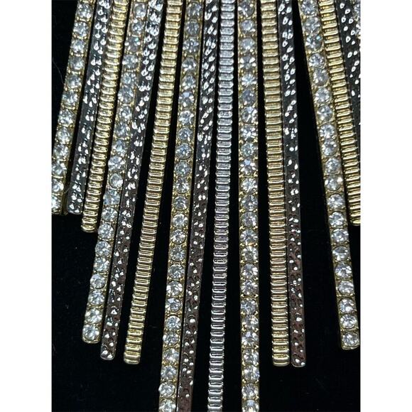 INC Fringe Necklace Mixed Metals Gold Silver Tone Cubic Zirconia 14–17” NWT - Picture 2 of 4